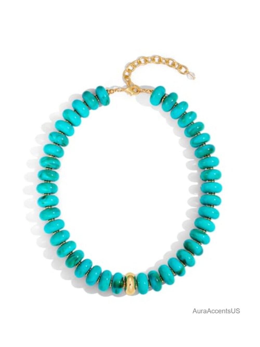 Gold Plated Resin Beaded Choker Necklace Adjustable Women's Summer Statement